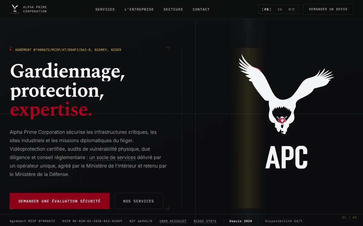 Alpha Prime Corporation — website screenshot