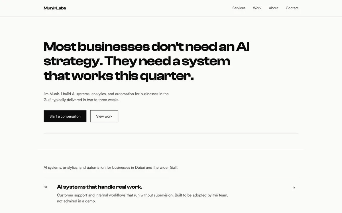 Munir Labs — website screenshot
